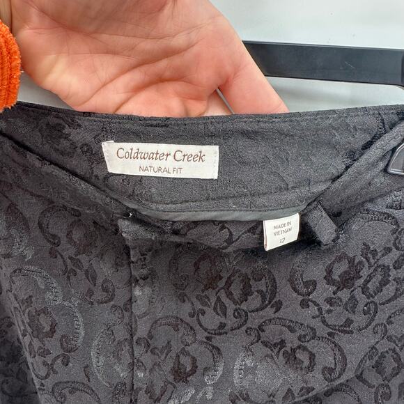 Coldwater Creek Natural Fit Black Jacquard Straight Leg Pants // 12 - Picture 5 of 9